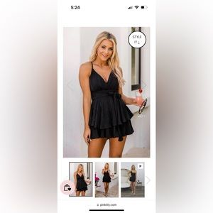 Pink Lily, delightfully in love Black Romper, small